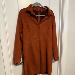 GAP Rust Suede-Look Snap Front Dress